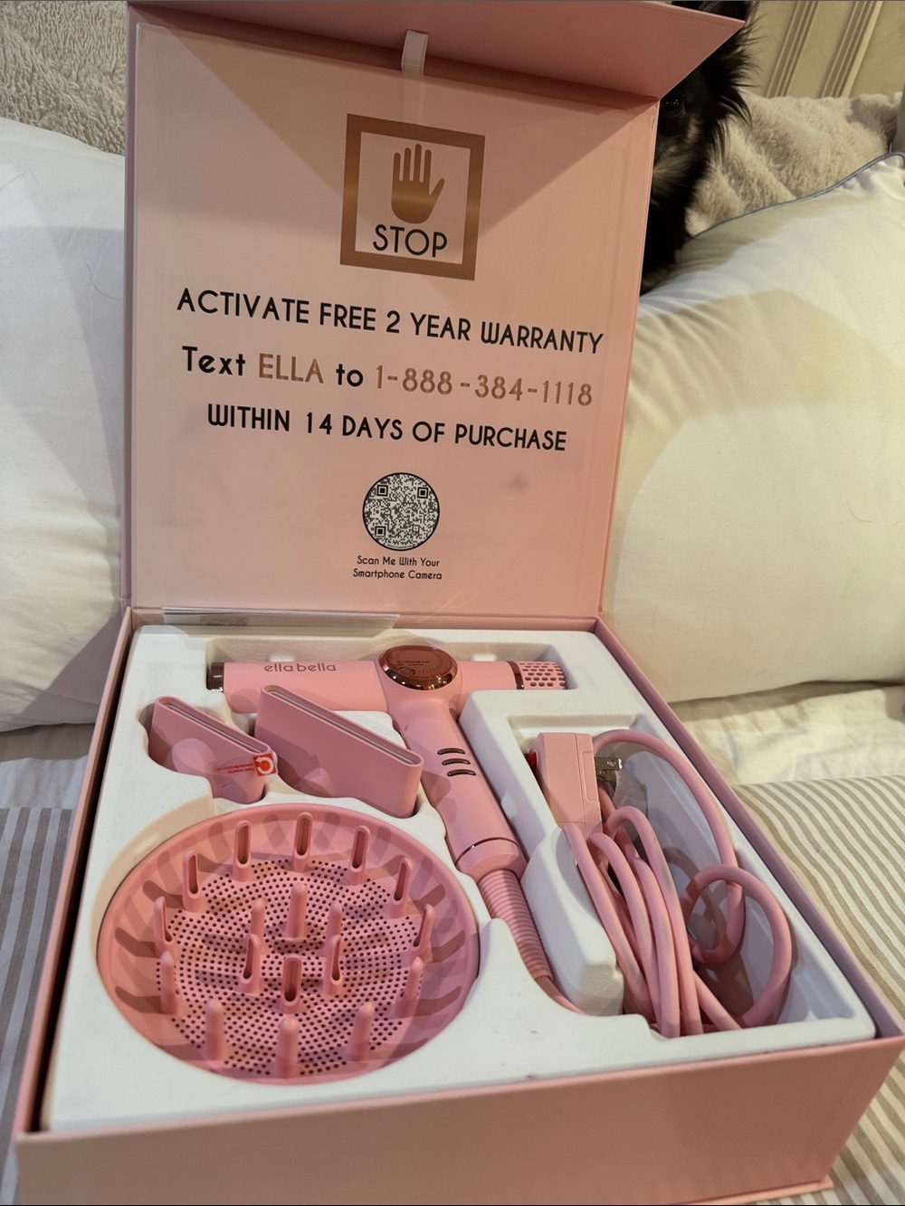 Ella Bella Pink Travel Hair Dryer Kit with Diffuser & Styling Nozzles
